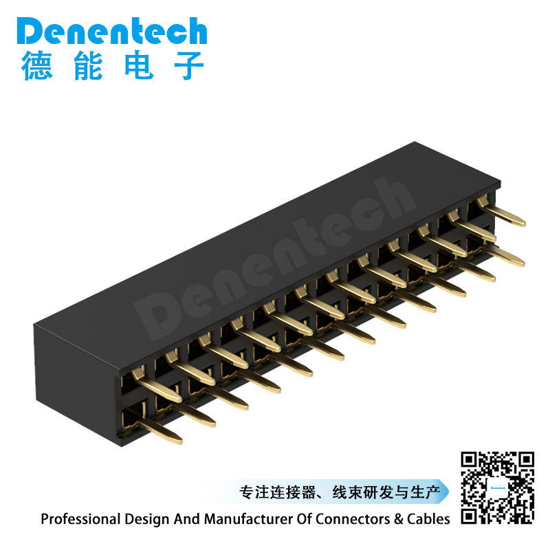 Denentech 优质工厂2.54MM排母H7.1双排180度直针排母
